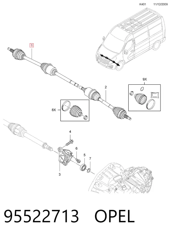 Піввісь права 95522713 Opel