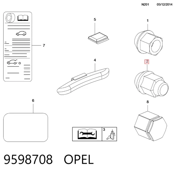 Колісні гайки 9598708 Opel
