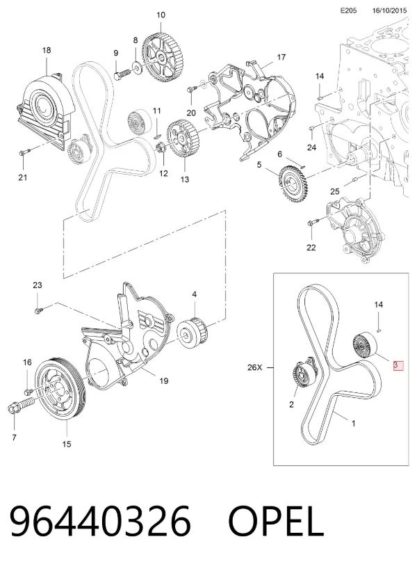 Ролик паразитний ГРМ 96440326 Opel