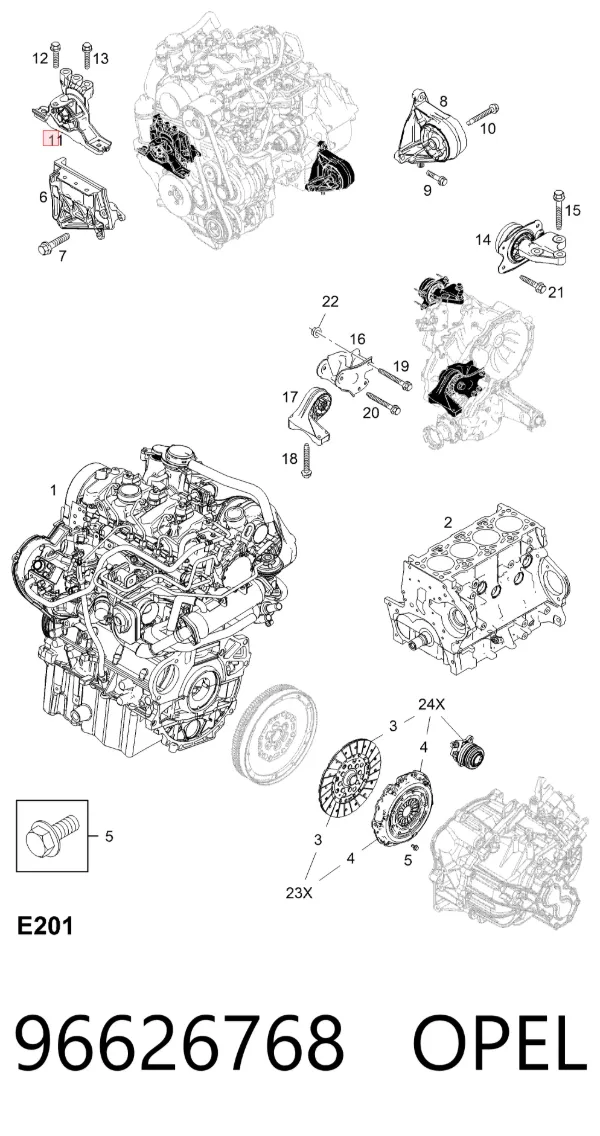 Подушка (опора) двигуна, права 96626768 Opel