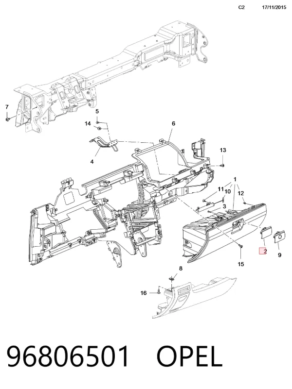 Ручка бардачка 96806501 Opel