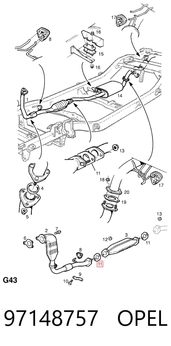 Прокладка глушника 97148757 Opel