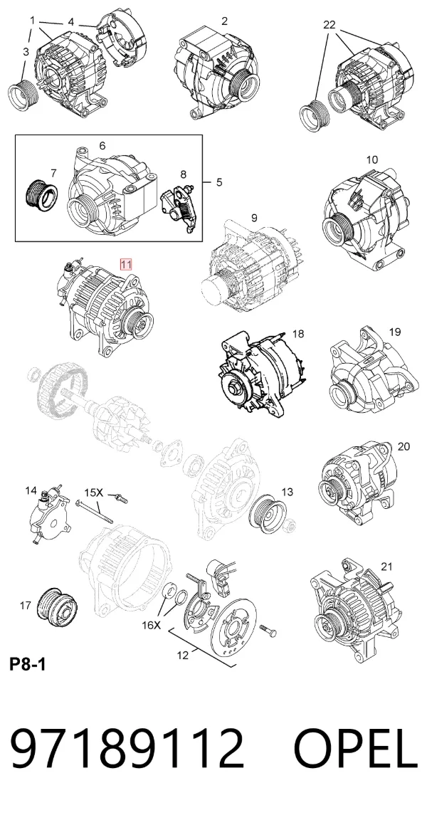 Генератор 97189112 Opel