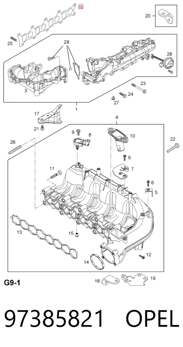Прокладка впускного колектора 97385821 Opel