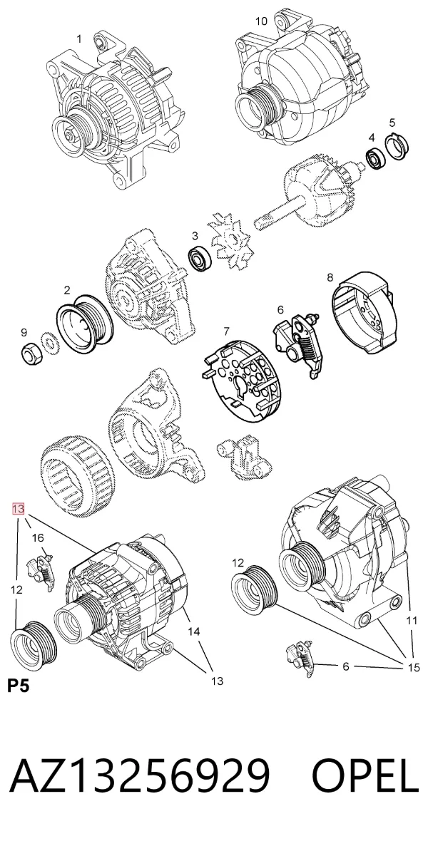 Генератор AZ13256929 Opel
