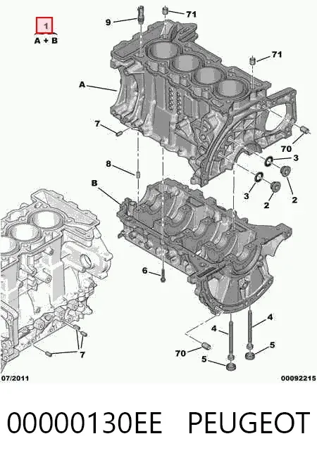 Блок циліндрів двигуна 00000130EE Peugeot/Citroen