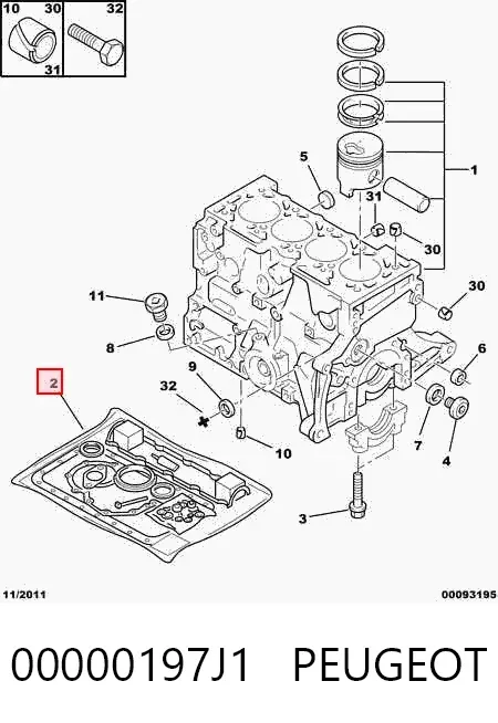 Комплект прокладок 00000197J1 Peugeot/Citroen
