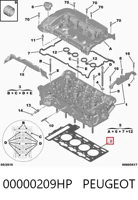 Прокладка ГБЦ 00000209HP Peugeot/Citroen