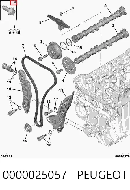 Комплект ланцюга ГРМ 0000025057 Peugeot/Citroen