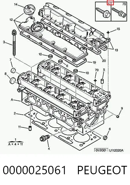 Болт клапанної кришки ГБЦ 0000025061 Peugeot/Citroen