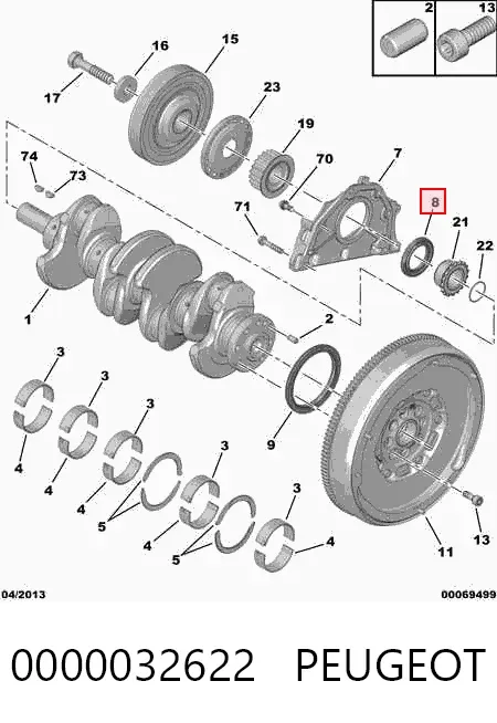 Сальник коленвалу 0000032622 Peugeot/Citroen