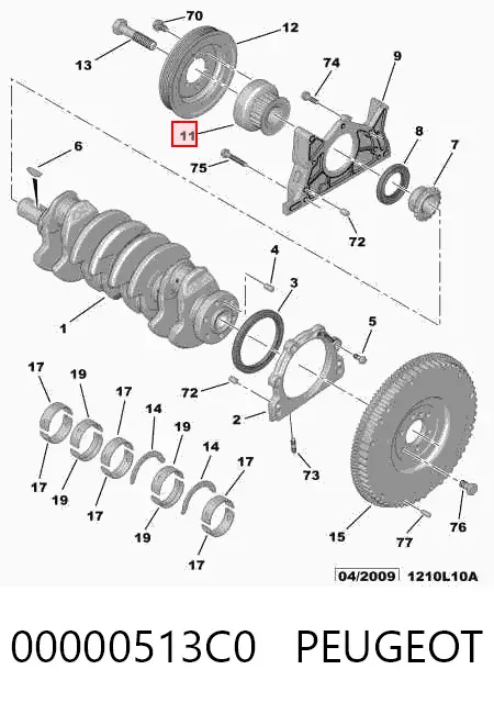 Зірка-шестерня приводу коленвалу двигуна 00000513C0 Peugeot/Citroen