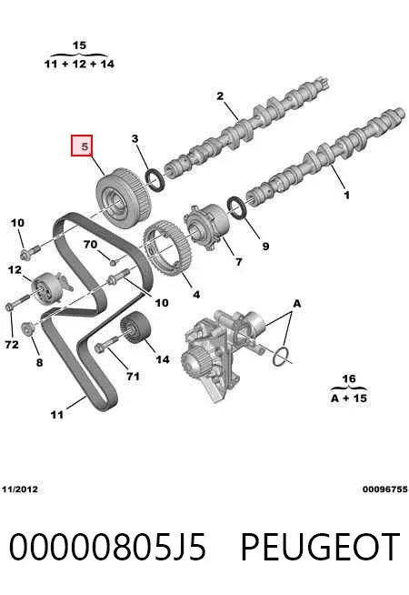 Шестерня розподільного валу 00000805J5 Peugeot/Citroen