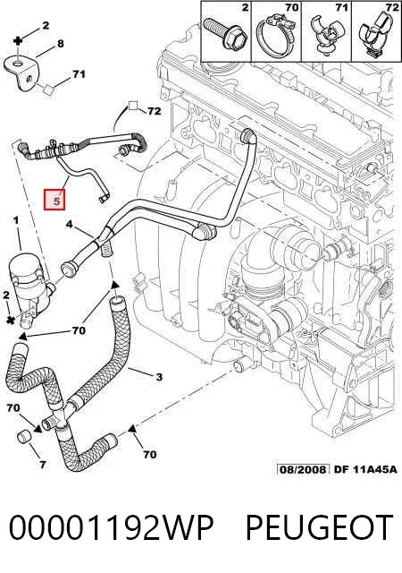 Патрубок вентиляції картера 00001192WP Peugeot/Citroen