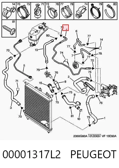 Патрубок термостата 00001317L2 Peugeot/Citroen