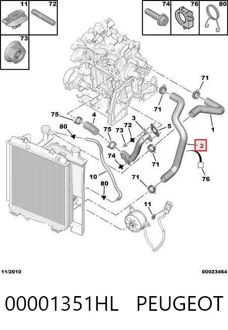 Шланг/патрубок радіатора охолодження, нижній 00001351HL Peugeot/Citroen
