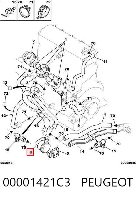 Клапан вентиляції картерних газів 00001421C3 Peugeot/Citroen