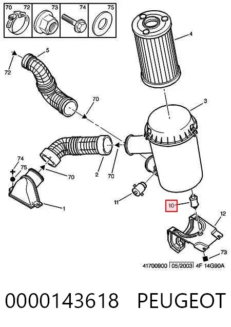 Подушка корпусу повітряного фільтра 0000143618 Peugeot/Citroen