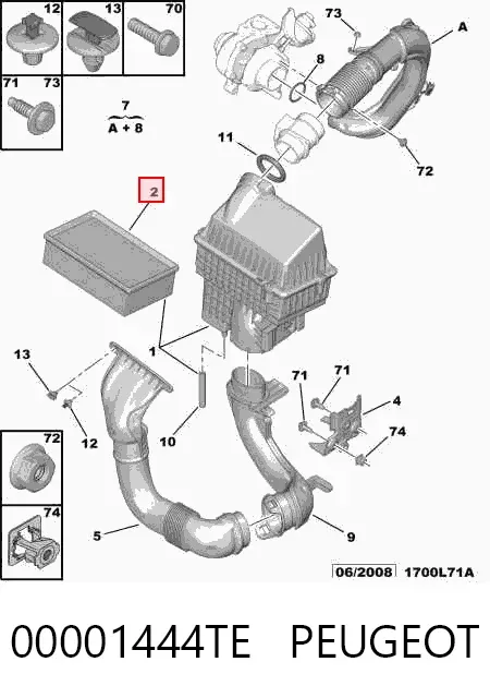Повітряний фільтр 00001444TE Peugeot/Citroen