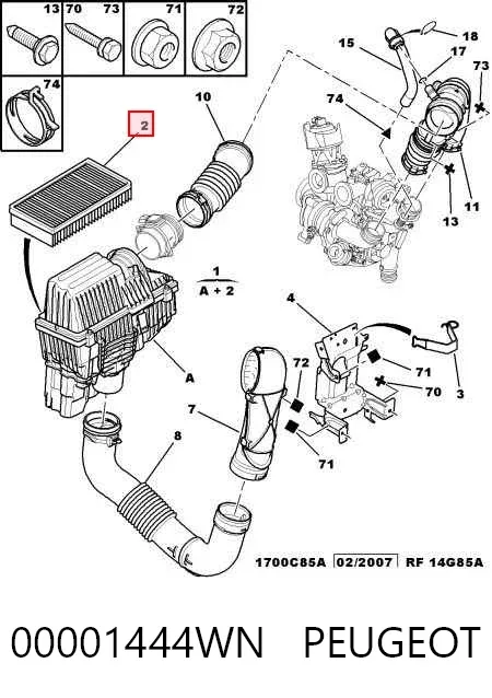 Повітряний фільтр 00001444WN Peugeot/Citroen