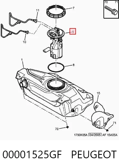 Датчик рівня палива 00001525GF Peugeot/Citroen