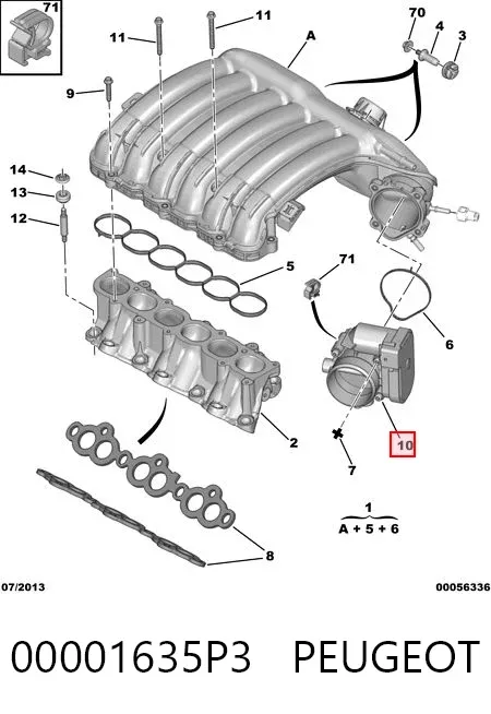 Дросільна заслінка 00001635P3 Peugeot/Citroen