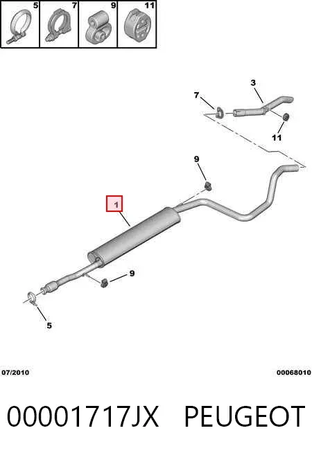 Глушник, центральна частина 00001717JX Peugeot/Citroen