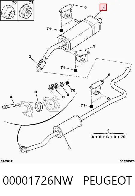Глушник, задня частина 00001726NW Peugeot/Citroen