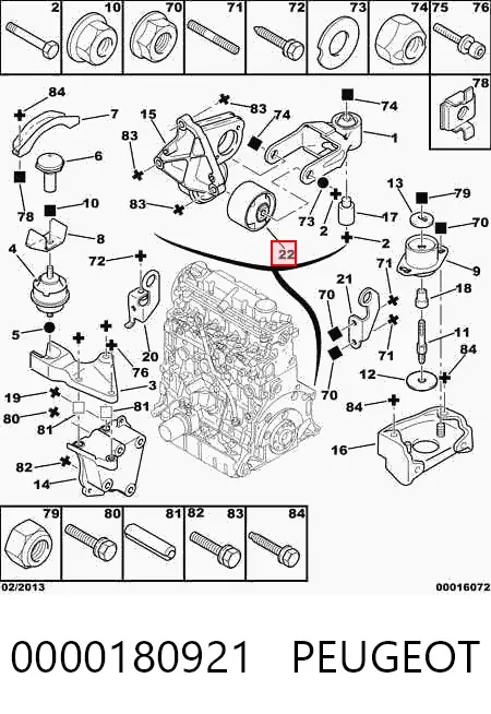 Подушка (опора) двигуна, задня (сайлентблок) 0000180921 Peugeot/Citroen