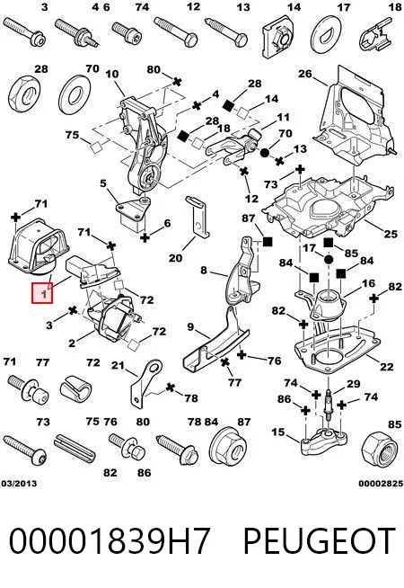 Подушка (опора) двигуна, права верхня 00001839H7 Peugeot/Citroen