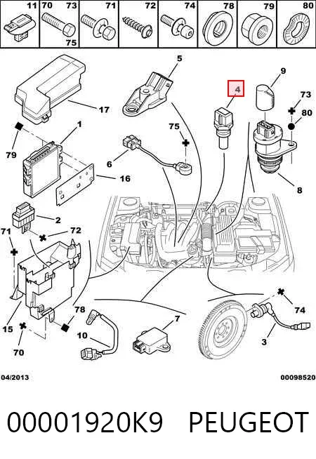 Датчик температури охолоджуючої рідини 00001920K9 Peugeot/Citroen