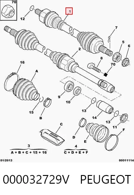 Ліва піввісь 000032729V Peugeot/Citroen
