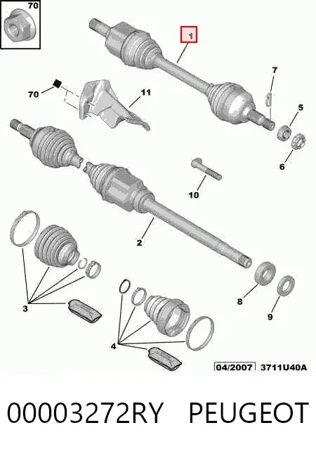 Ліва піввісь 00003272RY Peugeot/Citroen