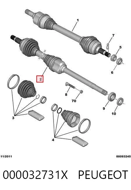Піввісь права 000032731X Peugeot/Citroen