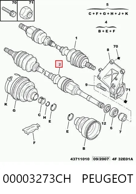 Піввісь права 00003273CH Peugeot/Citroen