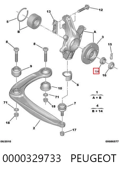 Гайка маточини передньої 0000329733 Peugeot/Citroen