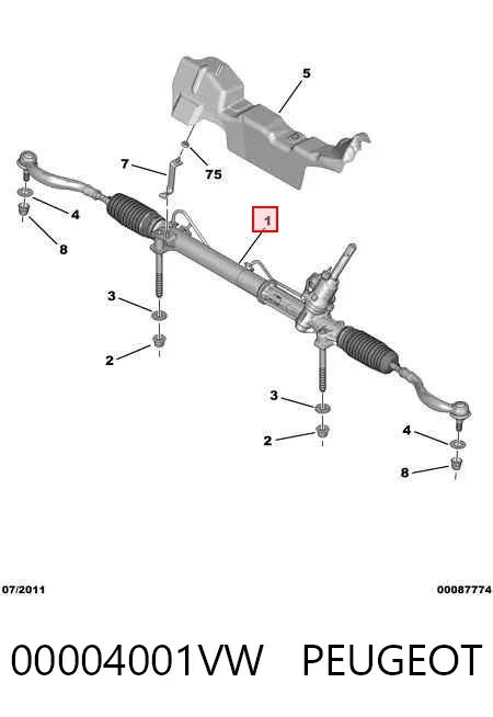 Рульова рейка 00004001VW Peugeot/Citroen