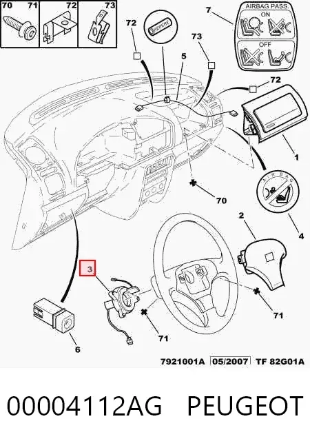 Шлейф керма 00004112AG Peugeot/Citroen