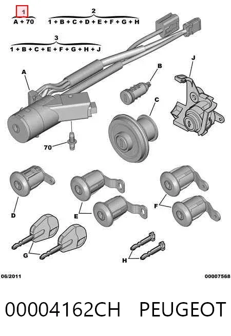 Замок запалювання 00004162CH Peugeot/Citroen