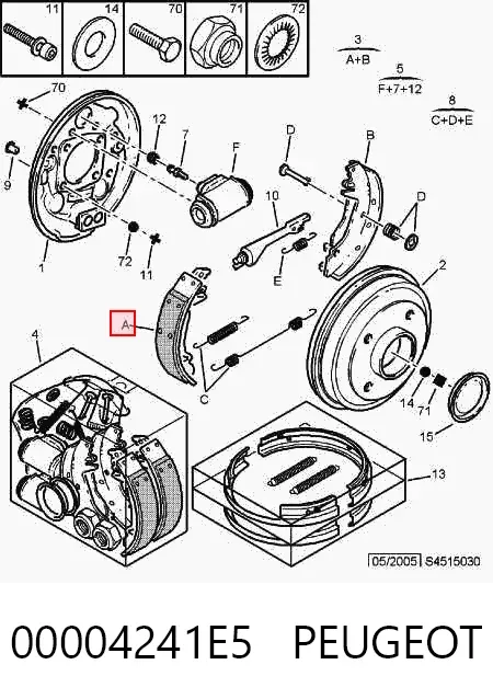 Колодки гальмові задні, барабанні 00004241E5 Peugeot/Citroen
