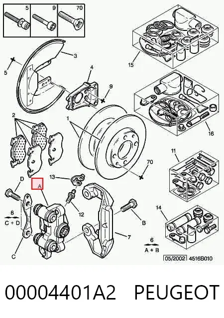 Супорт задній лівий 00004401A2 Peugeot/Citroen