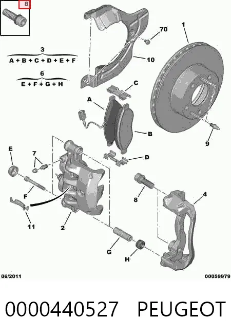 Болт гальмівного супорту 0000440527 Peugeot/Citroen