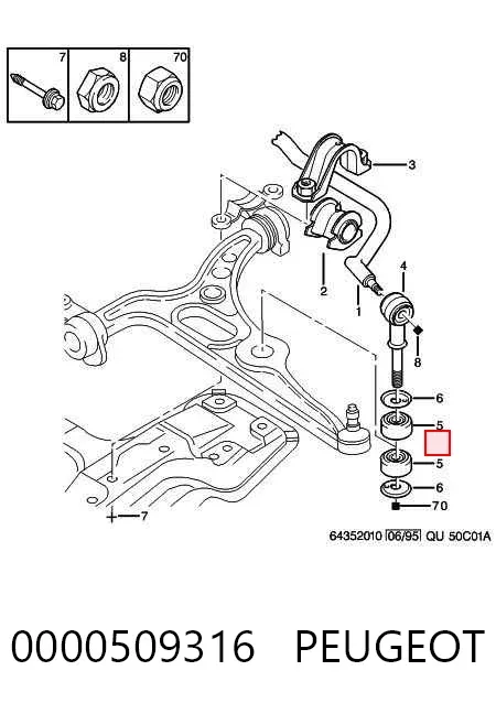 Втулка стійки переднього стабілізатора 0000509316 Peugeot/Citroen