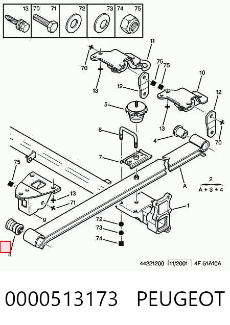Сайлентблок ресори, передній 0000513173 Peugeot/Citroen