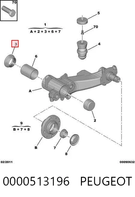 Сайлентблок задньої балки 0000513196 Peugeot/Citroen