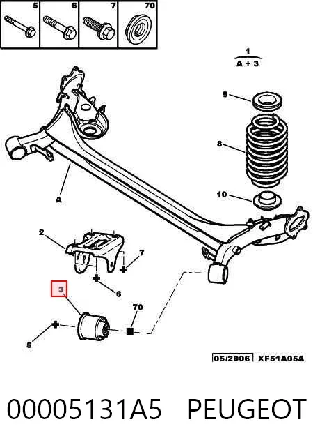 Сайлентблок задньої балки 00005131A5 Peugeot/Citroen