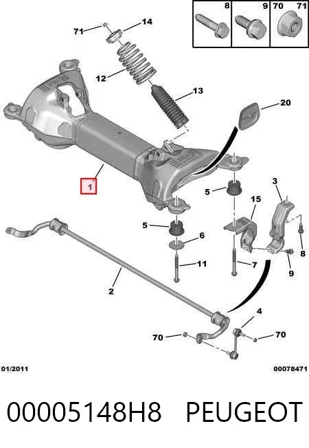 Балка задня 00005148H8 Peugeot/Citroen