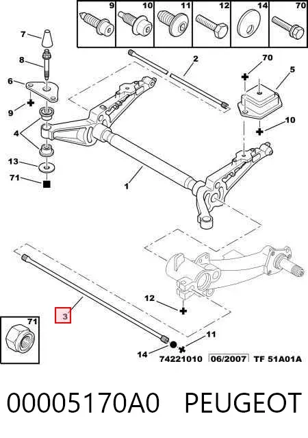 Стабілізатор задній 00005170A0 Peugeot/Citroen