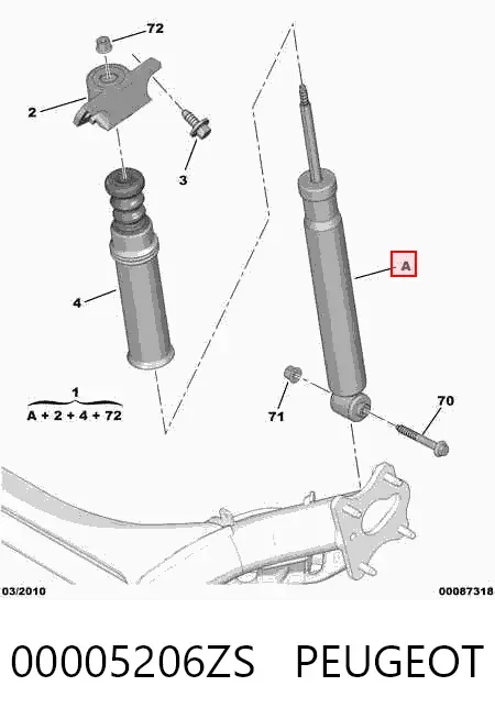 Амортизатор задній 00005206ZS Peugeot/Citroen
