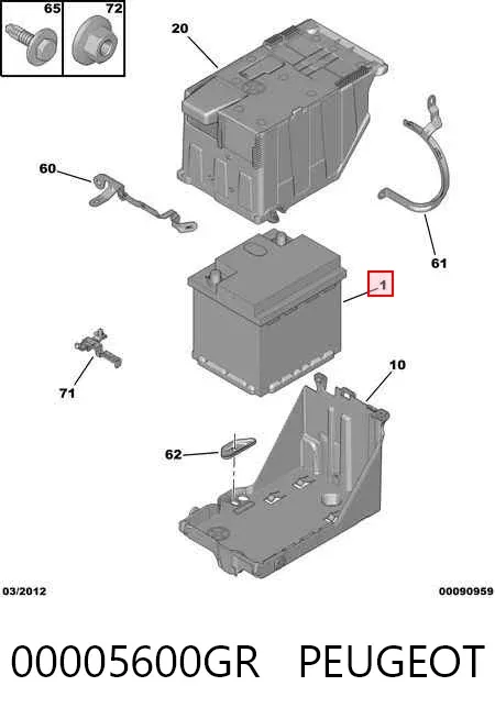 Акумуляторна батарея, АКБ 00005600GR Peugeot/Citroen